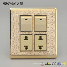 Main Product Gold Double Gang Switch Wall Socket
